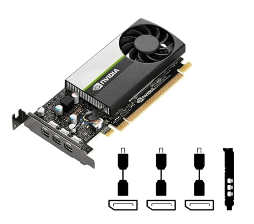 Dell Nvidia Quadro T400 2GB Graphics Card (GDDR6, 64bit, 384 CUDA Cores, DirectX 12, 3x mDP) with 3x mDP to DP Adapters, High & Low-Profile Bracket (Renewed)