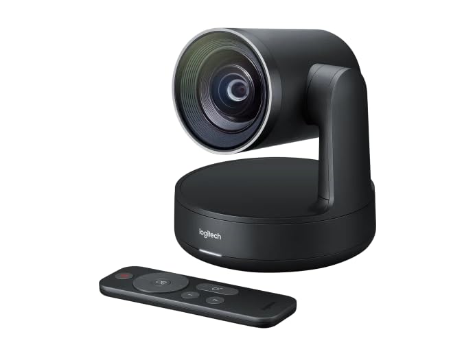 Logitech Rally 4K UHD PTZ Conference Camera - Pan Tilt Zoom, RightSight, Autofocus, studio-quality, Remote control, Invertible, Certified for Teams, Zoom, Skype, Fuze & More (New) (Renewed)