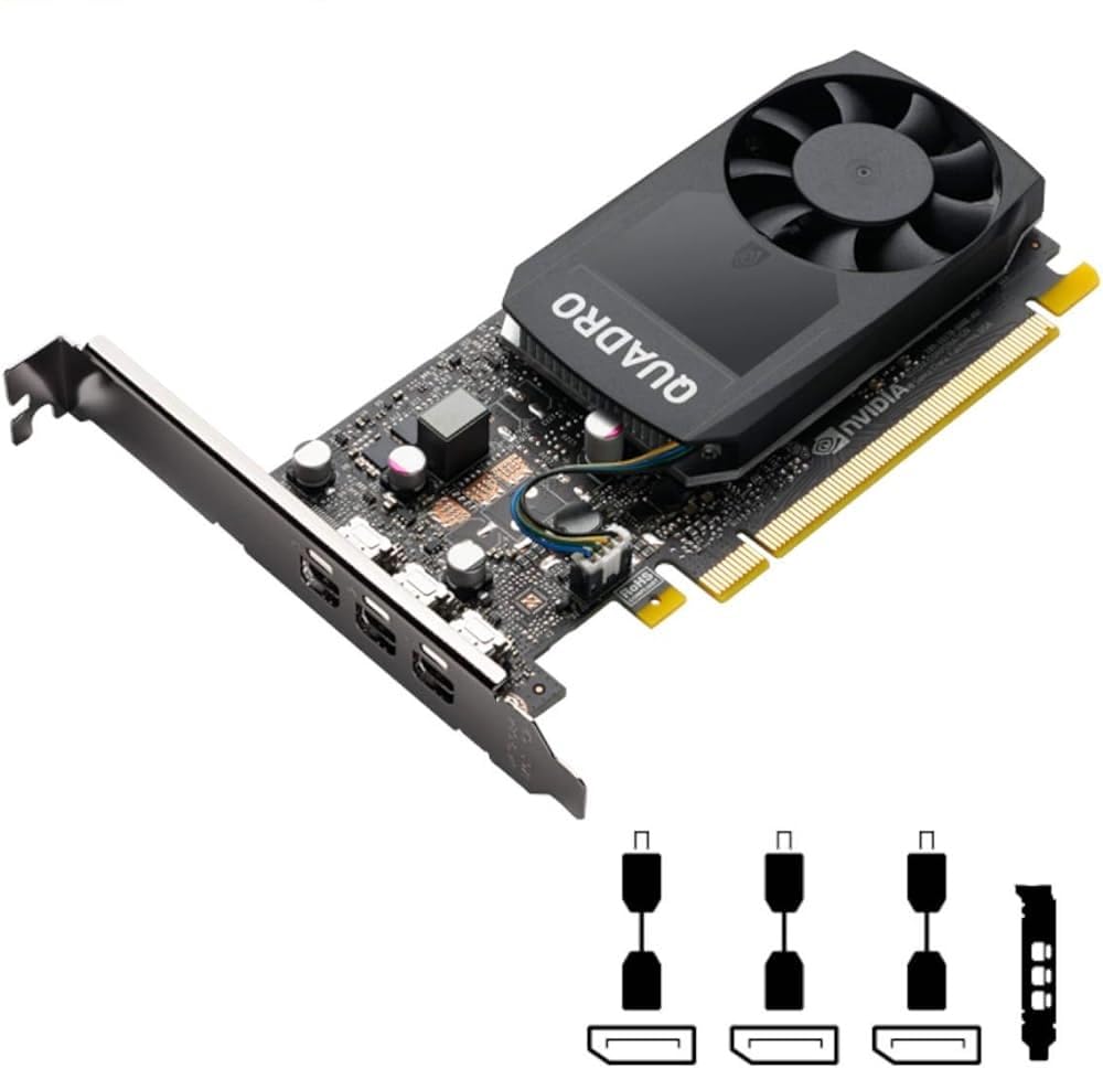 PNY Nvidia Quadro P400 2GB GDDR5 Single-Slot Graphics Card  256 CUDA Cores, 64bit, 3 Mini DisplayPort 1.4 Ports, 30W, PCI Express 3.0 x16 with High- & Low-Profile Bracket (Plain Boxed)