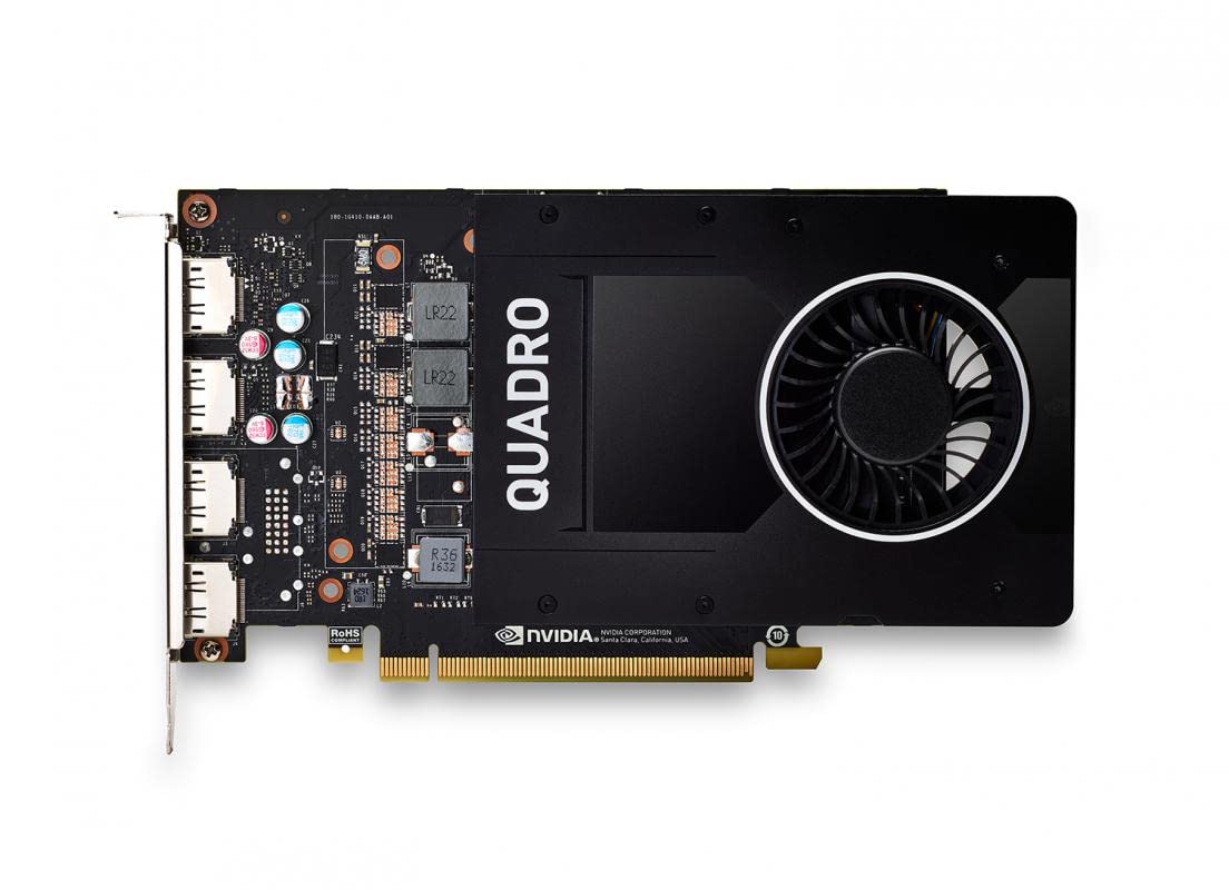 Nvidia Quadro P2000 5GB GDDR5 Single-Slot Graphics Card - 1024 CUDA Cores, 3.0 TFLOPS, 160bit, 140GB/s, 4 x DisplayPort 1.4, 75W Power Consumption, PCI Express 3.0 x16 (Renewed)