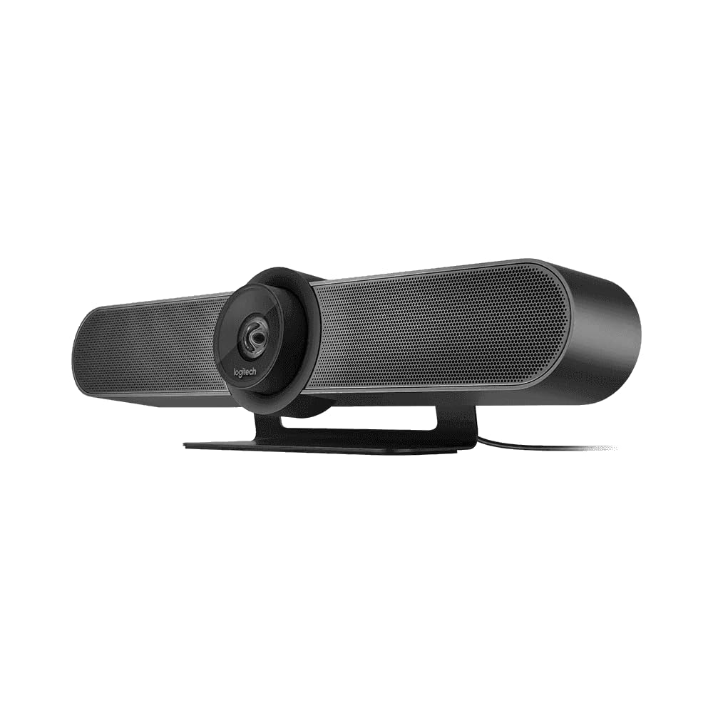 Logitech MeetUp 4K UltraHD PTZ Camera for Conference Rooms with TV Mount (up 55)  5x Zoom, Tri-Array Mics, Speaker, Remote control, RightSight, RightSound, Bluetooth, Plug & Play, Black (Renewed)