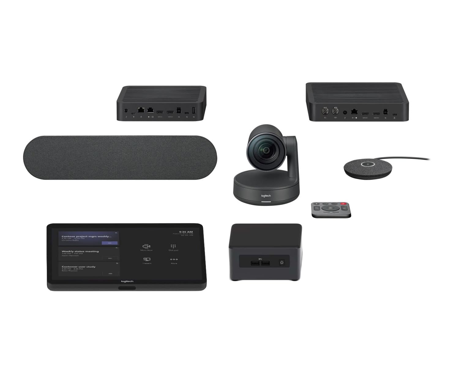 Logitech Room Solution for Microsoft Teams - Small, Medium & Large Room Kits - Rally Camera/MeetUp Camera, intel NUC, Tap, Strong USB Cablem, Rally Mount (Renewed)