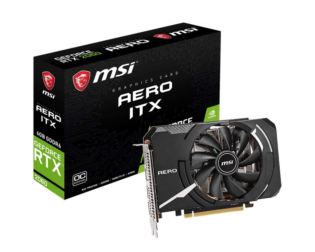 MSI RTX 2060 Aero ITX 6G OC GeForce RTX 2060 6 GB GDDR6 Graphics Cards (GeForce RTX 2060, 6 GB, GDDR6, 192 bit, 7680 x 4320 pixels, PCI Express x16 3.0) (Renewed)