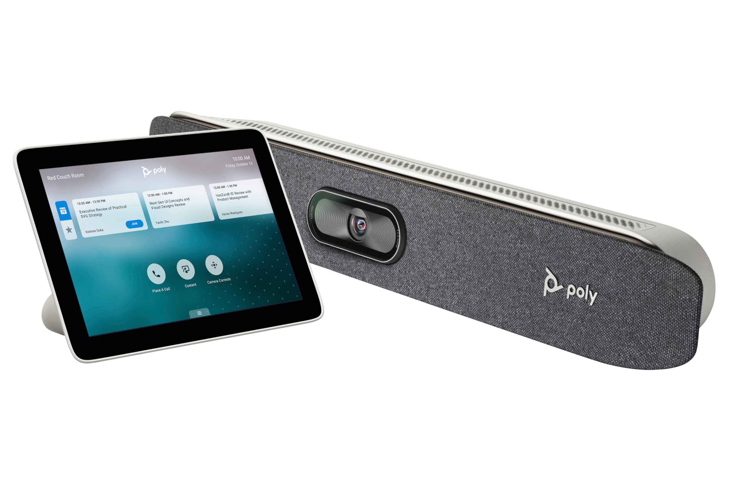 POLY Studio X50 Video Conferencing Camera TC8 Touch Controller Kit - UHD 2160p (4K) Capture, 5x Zoom, 120º FOV, 8" (1280 X 800) Screen, Stereo Speakers, Noise-Blocking, Auto Tracking (Renewed)