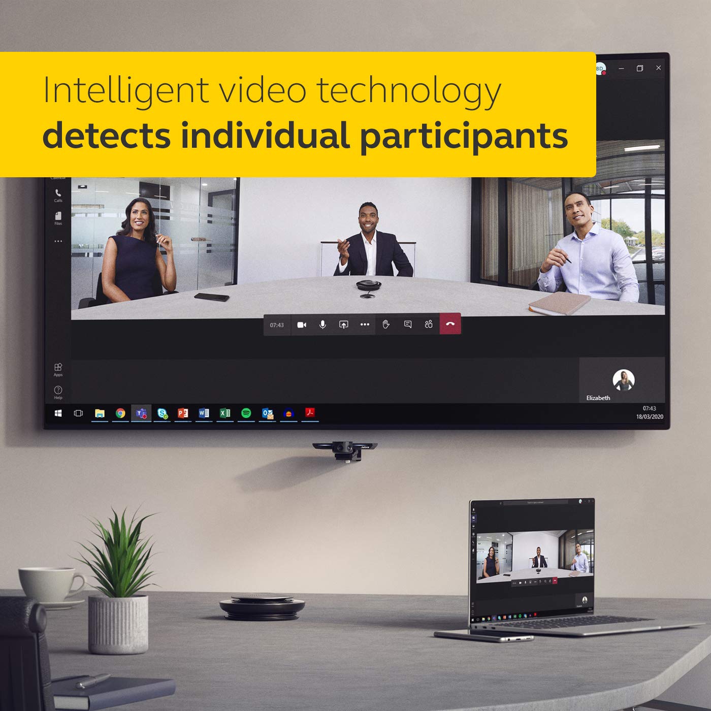 Jabra 8100-119 PanaCast Panoramic 4K Video Conferencing Camera – Flexible Plug-and-Play Meeting Room/Video Solution Camera with 180 Degree Field of View (Renewed)