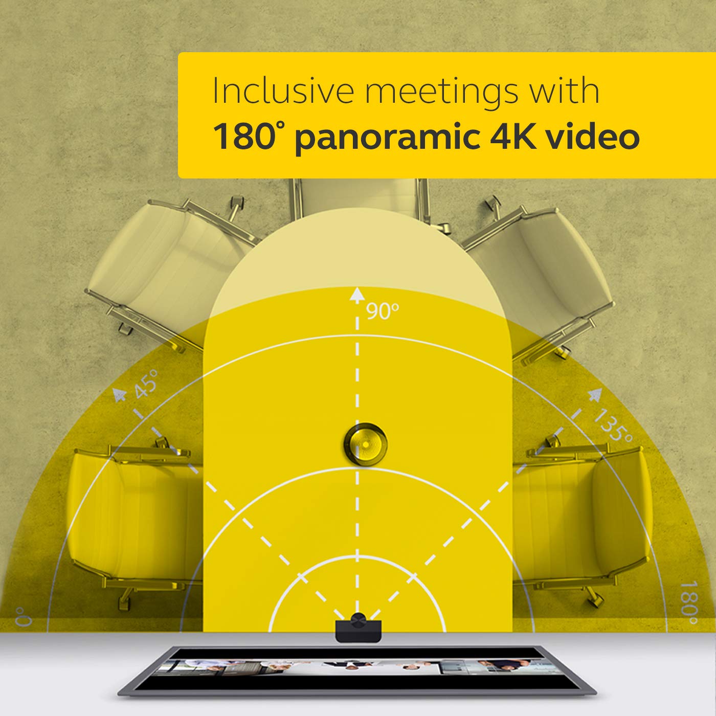 Jabra 8100-119 PanaCast Panoramic 4K Video Conferencing Camera – Flexible Plug-and-Play Meeting Room/Video Solution Camera with 180 Degree Field of View (Renewed)