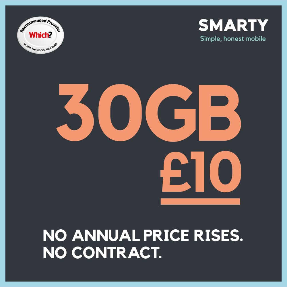 SMARTY Data Sim, 4G/3G Data Deals, Unlimited Calls and Texts, NO Credit Checks, NO Contract