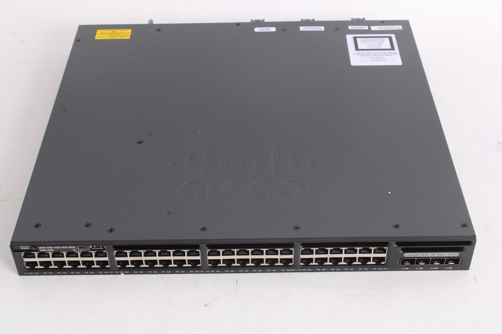 Cisco Catalyst 3650-48PS-L Network Switch, 48 Gigabit Ethernet (GbE) PoE+ Ports, four 1 G Uplinks, 640WAC Power Supply, 1 RU, LAN Base Feature Set, Enhanced Limited (Renewed)