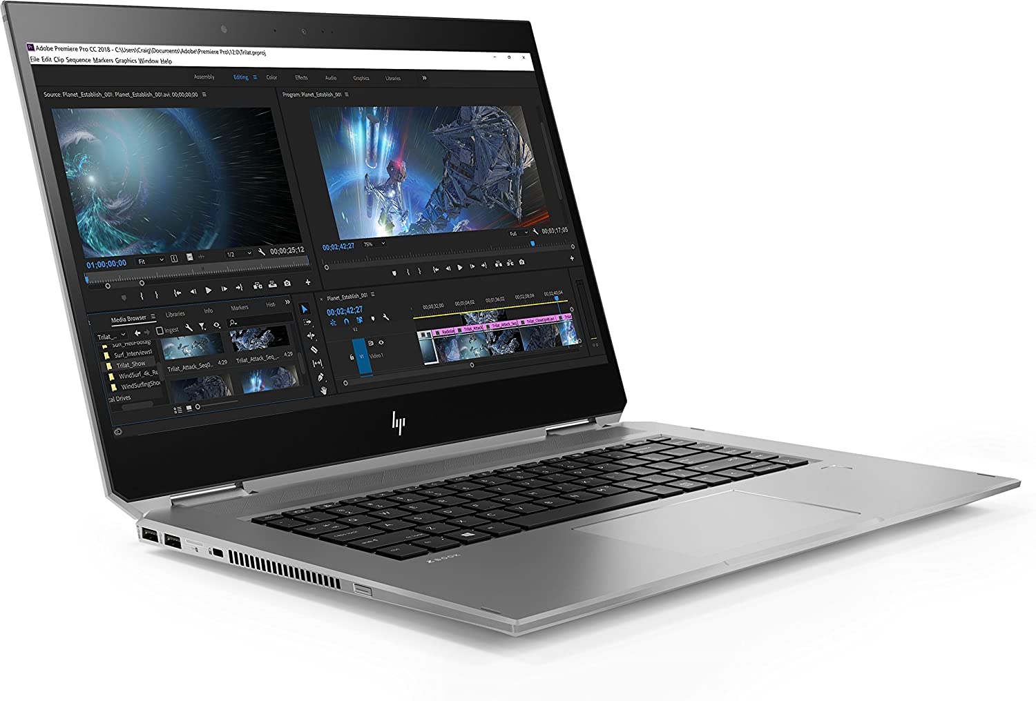 HP ZBook Studio X360 G5, 32GB DDR4, 2TB NVMe, 4K UHD 2-in-1 Touchscreen – i9-9880H (8 Cores), Nvidia Quadro P2000, Fingerprint & SD Card Reader, vPro, WIFI 5 & BT 5, Backlit Keys, Win 11 Pro (Renewed)