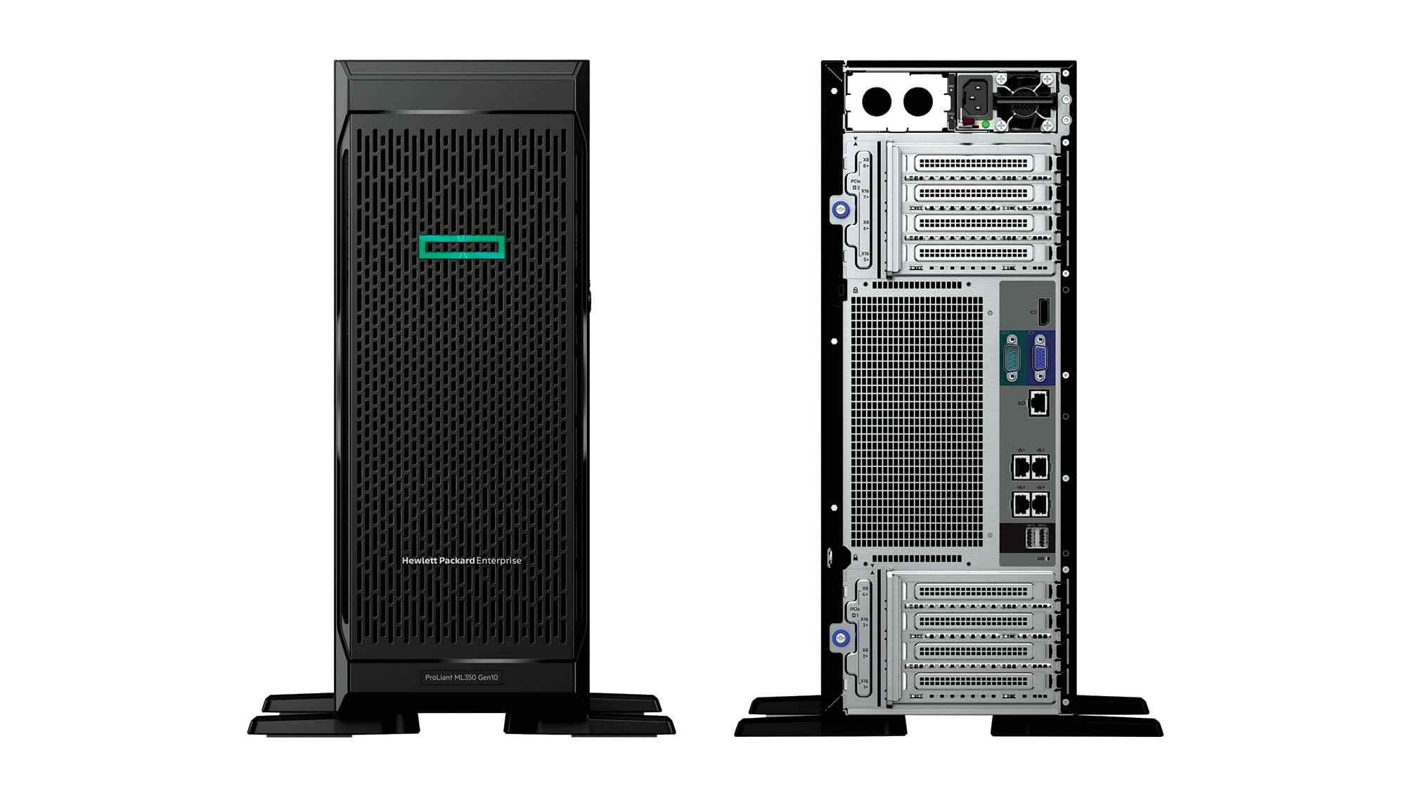 HP ProLiant ML350 Gen 10 Server - 3x 2.4TB HDD, 128GB RDIMM, 1x 300GB HDD, 4x 10GbE ports, P408i-a SR Gen10 RAID Controller, 800W PSU (Renewed)